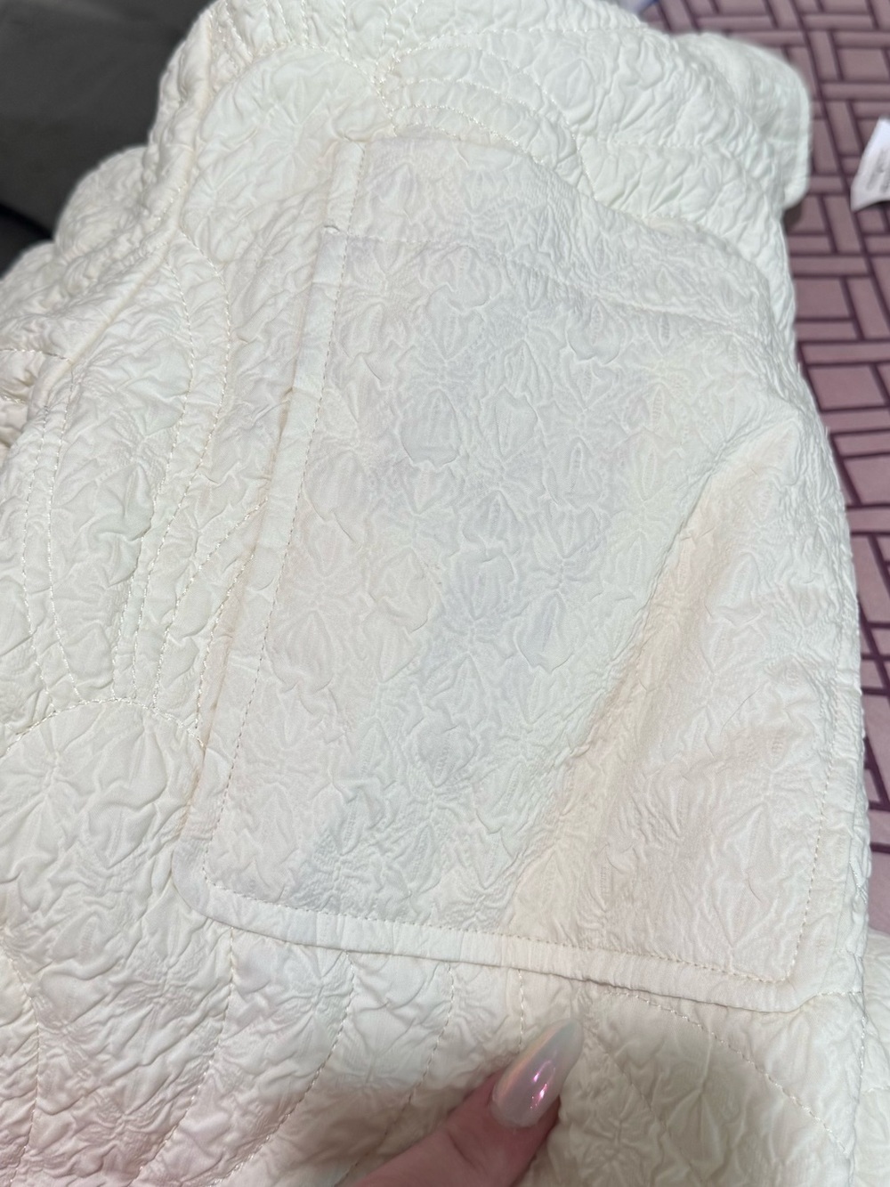 7 For All Mankind Ivory Textured Quilted Puffer Jacket S - Picture 4 of 6